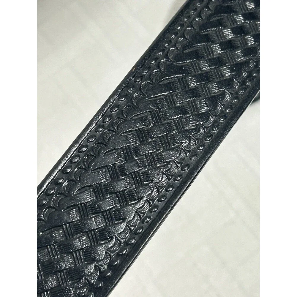 GENUINE Rattle Snake Buckle with Black Leather Belt Size 36 Mens Western boot